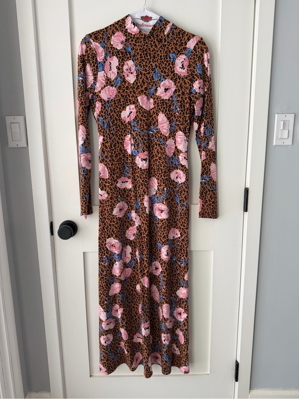 Free People Brown Leopard Maxi Dress with Pink Floral